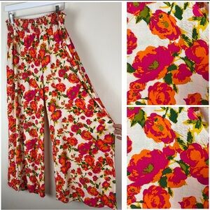 Floral Wide-Leg Pants - Multicolor